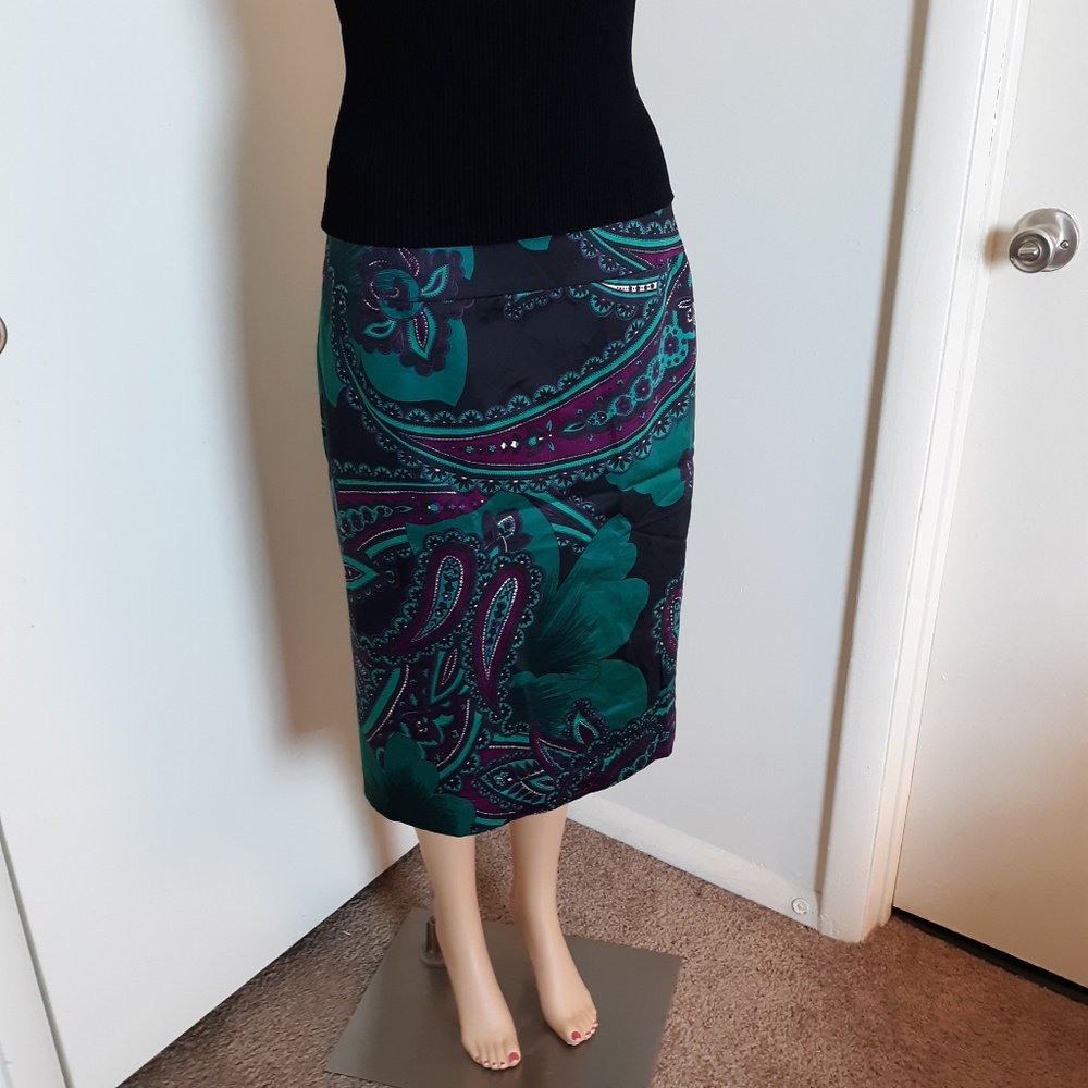 Ann Taylor Paisley Hipster Career Skirt Size 16